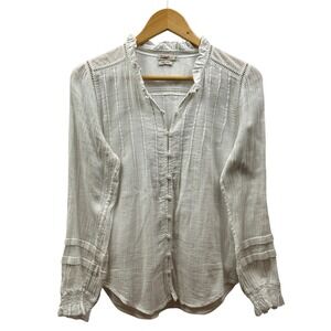 Faherty Willa Blouse Women S White Organic Cotton Swiss Dot‎ Ruffle Top Timeless